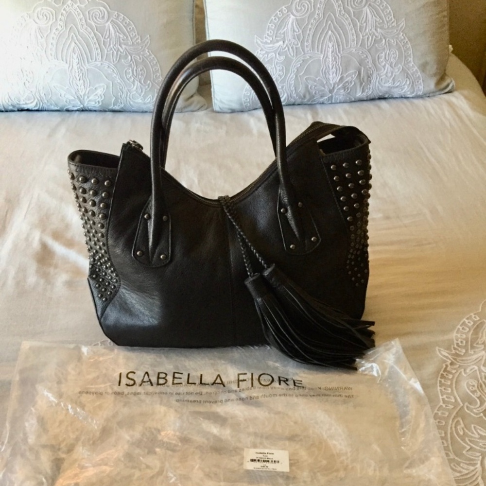 Black Isabella Fiore Embellished Tote